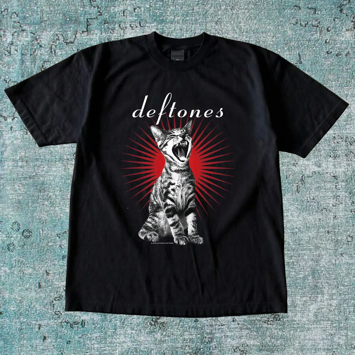 Deftones Screaming Cat Burst Sunburst Graphic T shirt and Baby Tee | Vintage Alternative Nu Metal Band Merch | Alt Grunge Rock Streetwear Tee