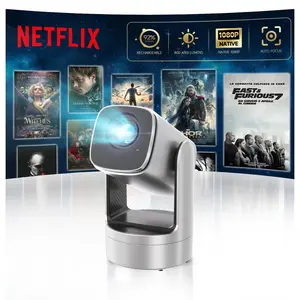 2026 Portable Outdoor Projection Gimbal Projector 1080p Auto Focus Long Lasting Battery for Camping Home Bedroom Office Car Screen