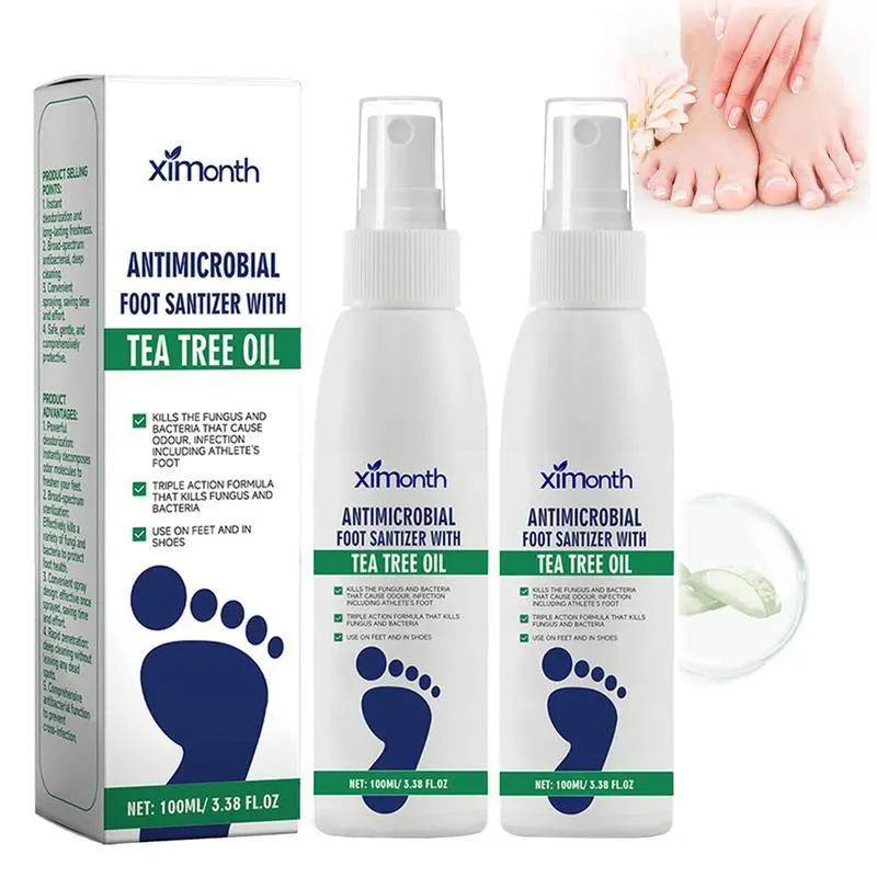 (3 bottles)Tea Tree Oil Foot Spray - Plantar Moisturizing Deodorant for Odor Control & Dry Feet Care, Natural Foot Sanitizer with Antifungal Properties,Ximonth Clear Foot Sanitizer Spray,for Foot & Shoe Freshness