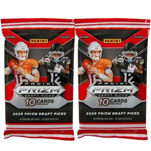 2 PACKS - 2025 Panini Prizm Draft Pick Football from Mega Box (Gold Ice or Gold Flash Prizms)