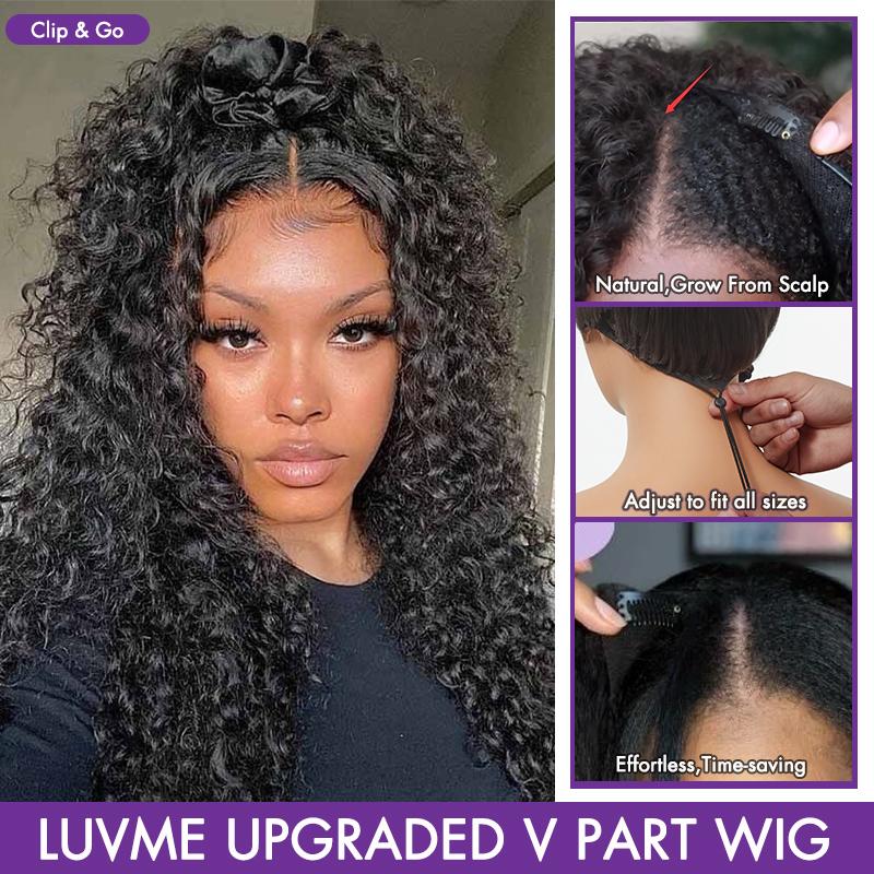 Luvme Too Easy Texture™ 0 Skill Needed-Beginner Friendly Wear Half Wig Invisible Hairline Human Hair Glueless V Part Wig No Leave Out Drawstring Install