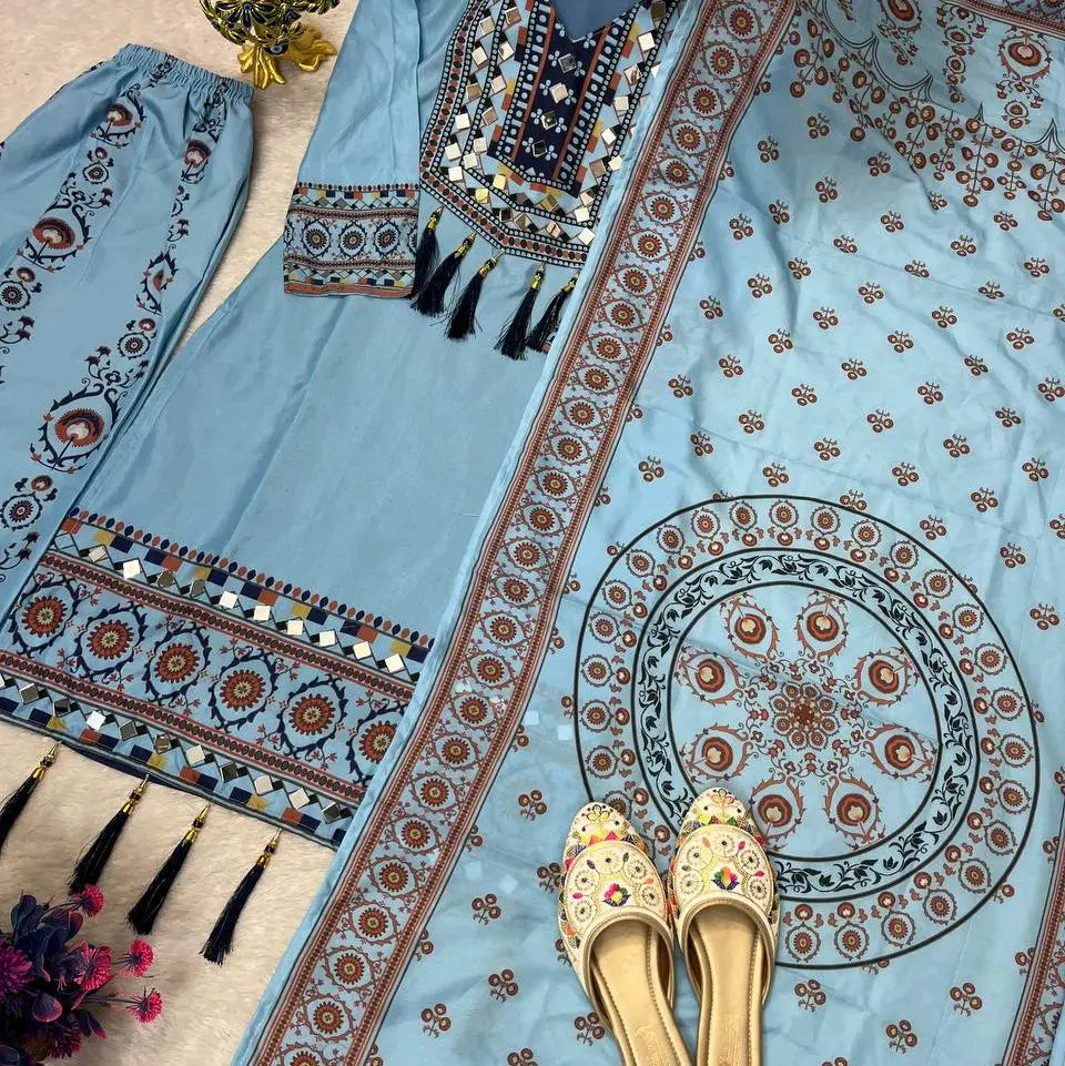 Women's Traditional Pakistani Style 3-Piece Salwar Kameez, Elegant Fashion Clothes for Special Occasions
