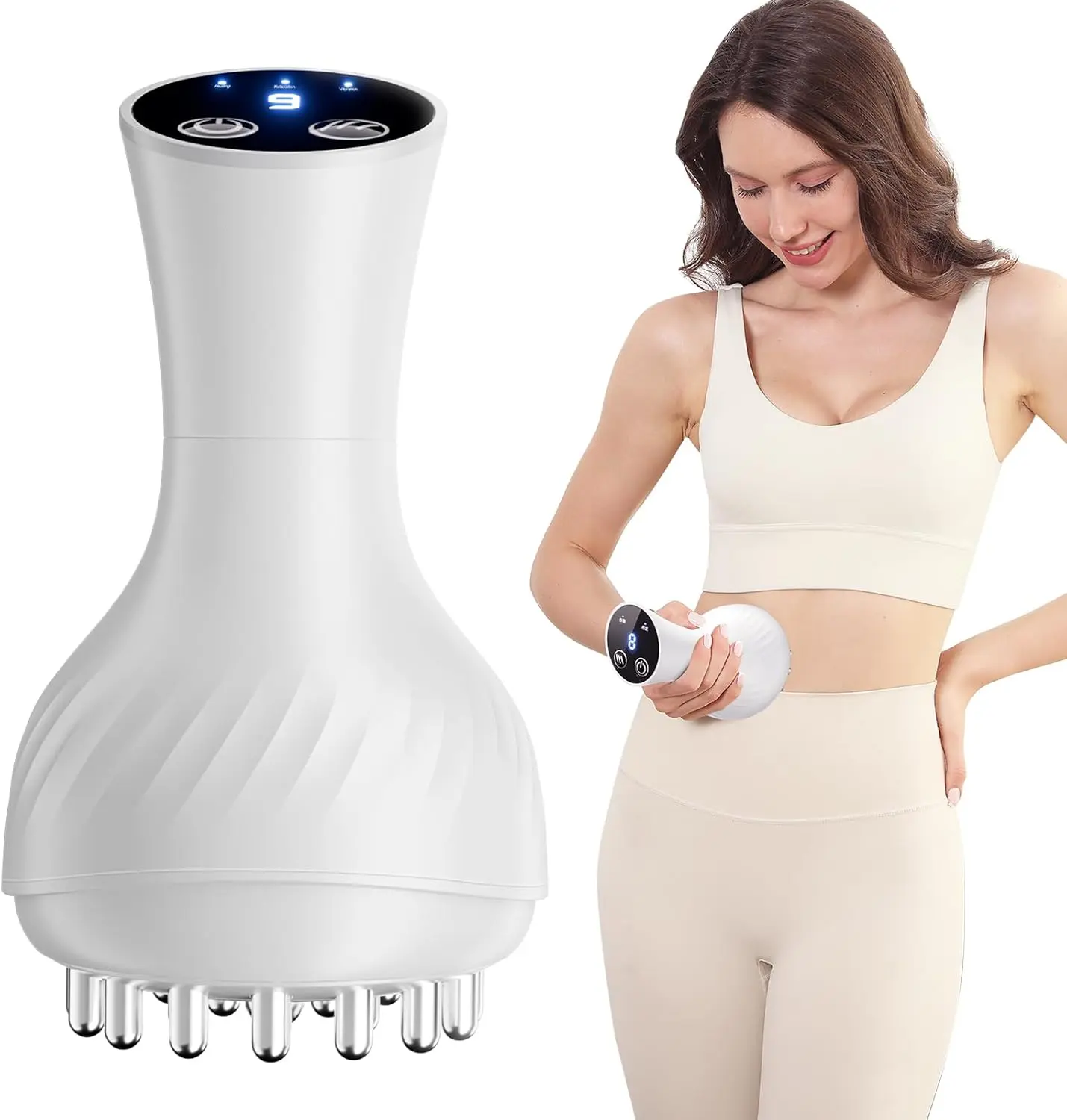 Rechargeable Handheld Massager with Heat and Vibration for Lymphatic Drainage and Whole Body Muscle Support, Portable Device, Lymphatic Drainage Massager, Handheld Device