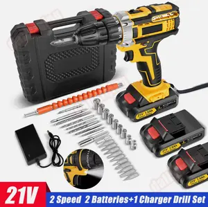 Professional Brushless Impact Driver and Hammer Drill Combo Kit with 2 Batteries Charger Cordless Power Tools Set for Construction Drilling Fastening