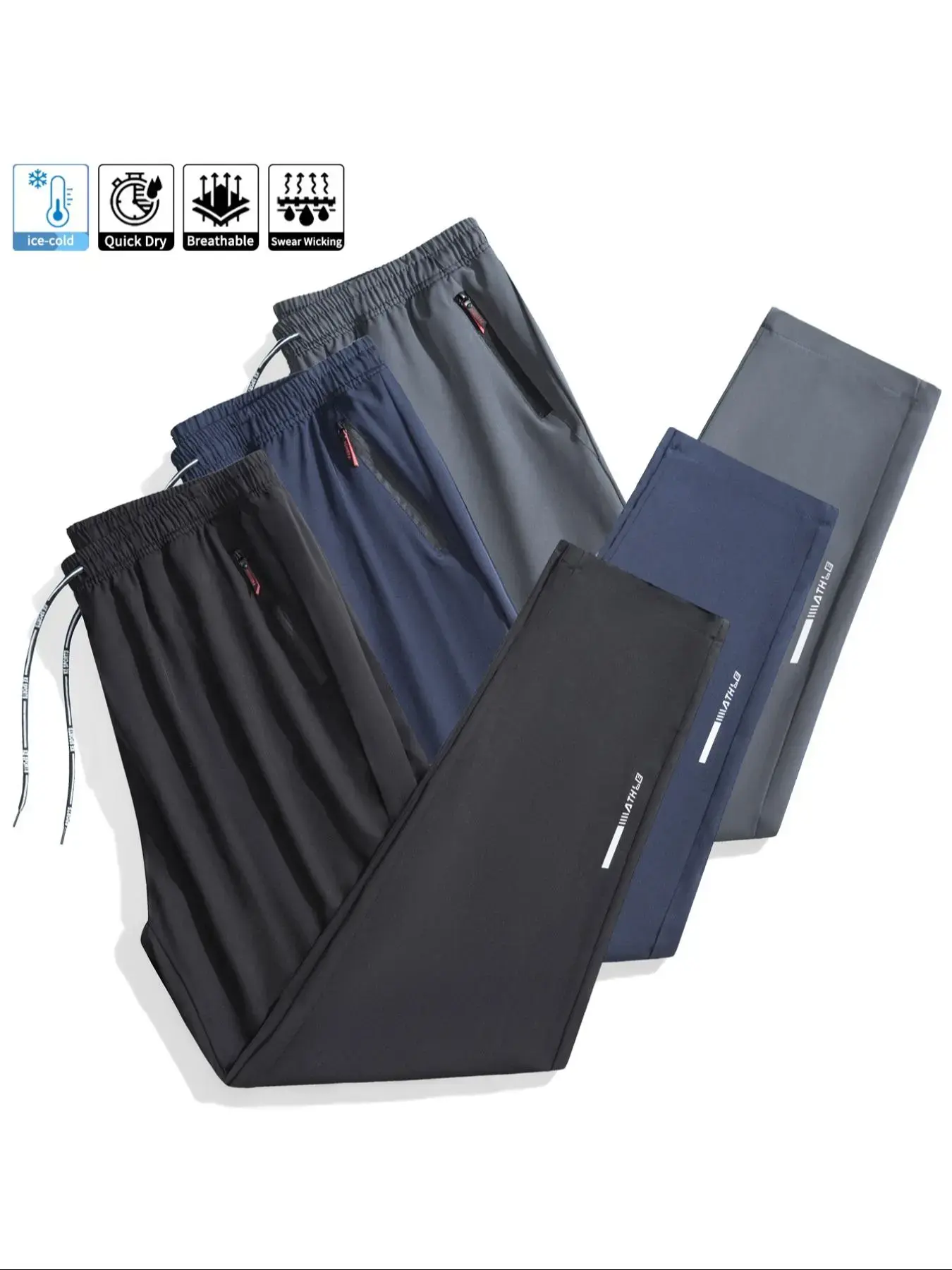 Men’s Lightweight Athleisure Style Pants - Gym Bottoms with Zippered Pockets, Soft Breathable Fabric, Close Fit, Stylish Versatile Design for Outdoor Workout Sweatpants, Sporty Joggers Pants Use Cases (Gym, Running)