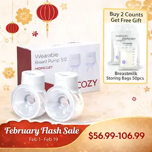 Momcozy   Hands-Free Breast Pump S12 Pro, Wearable & Portable Pump with Soft DoubleFit Flange, 3 Modes | 9 Levels Double Electric Pump, Smart Display, 24mm,A