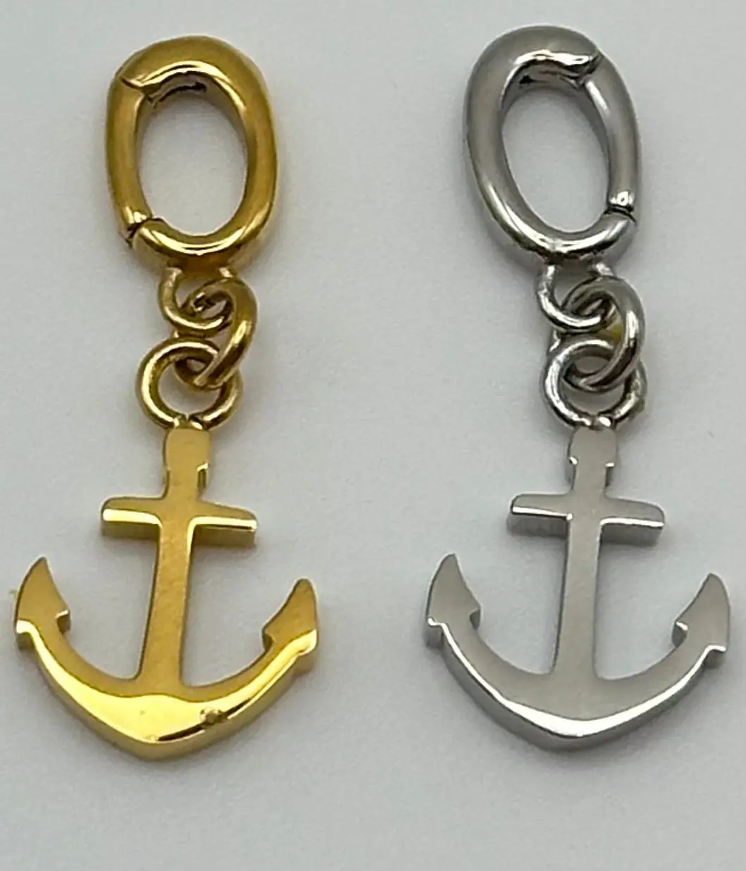 Anchor Charm - Stainless Steel Inspirational Clip-On Interchangeable Jewelry, Gold-Silver Stay Grounded Daily Everyday Wear Gift for Her