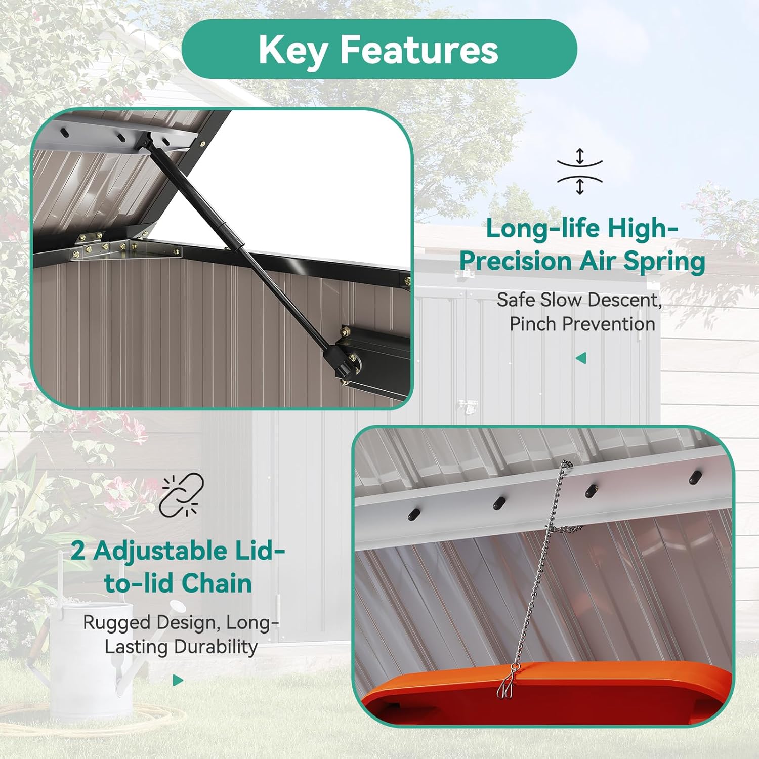 Aoxun Outdoor Heavy-Duty Metal Storage Shed - Waterproof Home Secure Storage, Chain Lid Trash Can Enclosure, Fits 2 Bins, Holds Generator/Garden Tools, User-Friendly Instructions+Tools Included, Reliable Protection, 30-Day Happy Home Guarantee