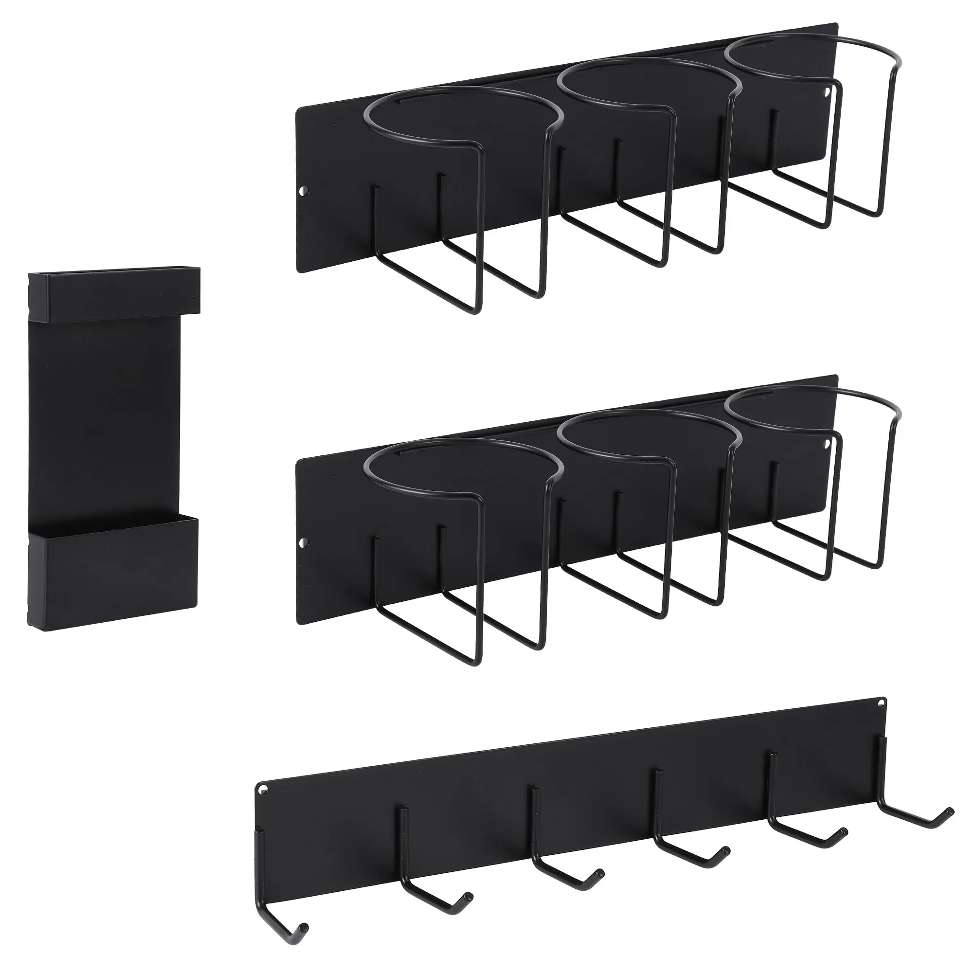 Garvee Magnetic Mug Holder for the Side of the Refrigerator, Space-Saving Modular Organizer with 6 Hooks and Straw Drying Rack, Strong Adjustable Grip for Mugs, Lids, Utensils