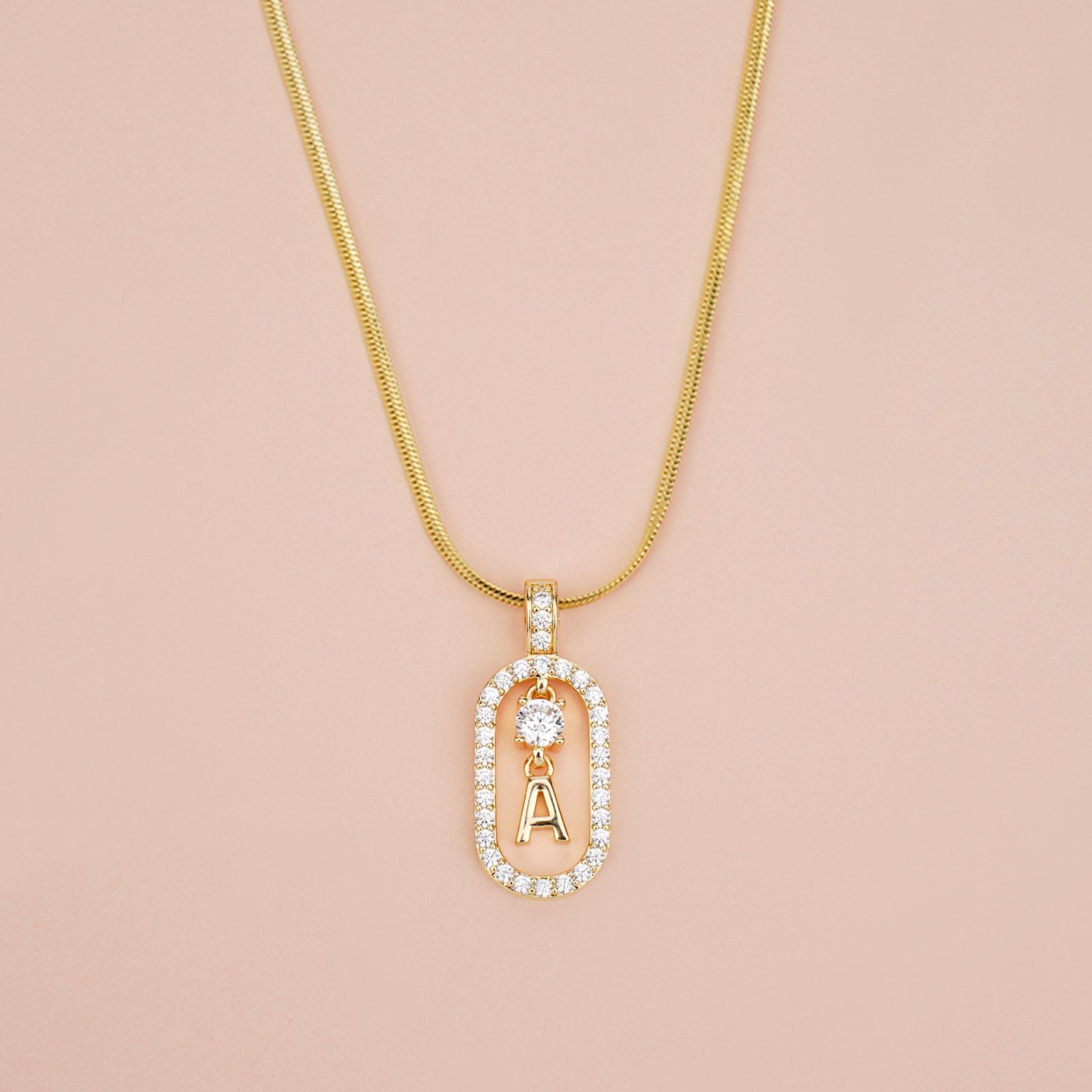 MEIITRUE Initial Letter Pendant Necklaces for Women, 14K Gold Plated Layered Alphabet Necklace with Paperclip & Snake Chains, Zirconia Letter Charm Jewelry Gift