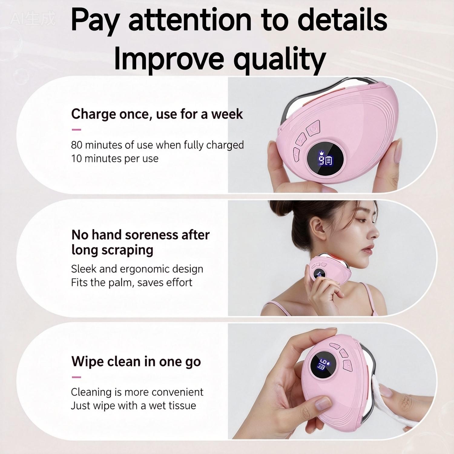 Electric Gua Sha Massager with 9-Level Heat & Vibration for Anti-Aging Neck & Face Lift Reducing Wrinkles and Puffiness