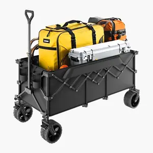 VEVOR Foldable Wagon with Extended Tailgate,  , 450lbs & 300L Large Capacity Collapsible Wagon Cart, Heavy Duty Folding Utility Carts with All-Terrain Wheels, Outdoor Garden Cart for Groceries Camping