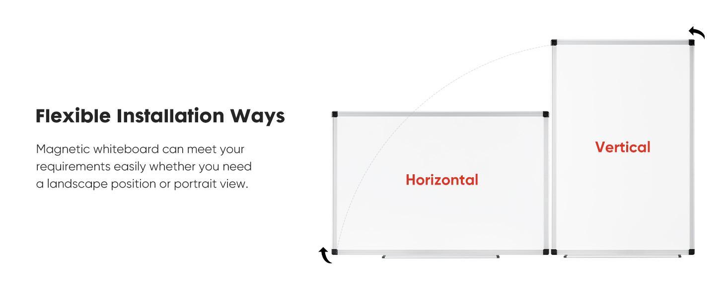 Magnetic Dry Erase Board White Board with Accessories, Includes Dry Eraser, Marker Tray & Fixing Kits