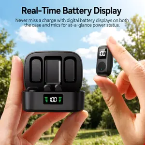 Wireless Lavalier Microphone, AI Noise Cancelling Lapel Mic with 169ft Range, 24hr Battery, USB-C/Lightning, Plug & Play for iPhone Android Smartphones, Video Recording, YouTube, Live Stream, Vlogging, Online Meeting