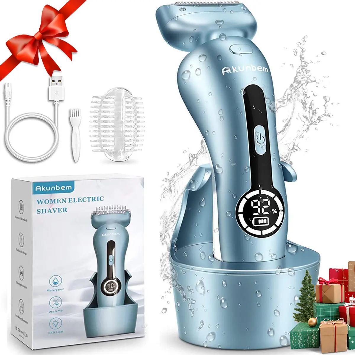 Akunbem Electric Shaver for Women Best Electric Razor for Womens Bikini Legs Underarm Public Hairs Rechargeable Trimmer with Detachable Head Cordless Wet Dry Use Precise Safe Christmas Gift New Year Gift Shaving Waterproof tiktokshopbacktoschool