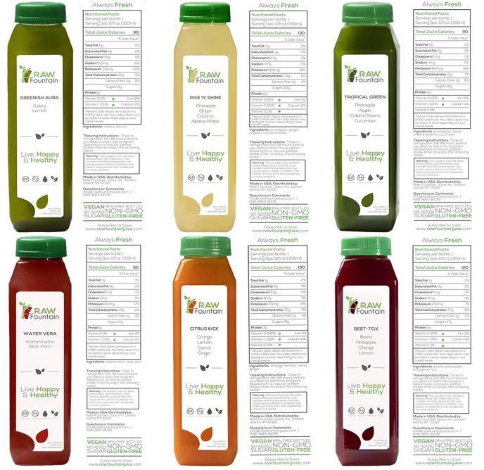 5 Day Juice Cleanse by RAW Fountain, Tropical Flavor, All Natural Raw, Cold Pressed, Detox Cleanse, 30 Bottles 12oz