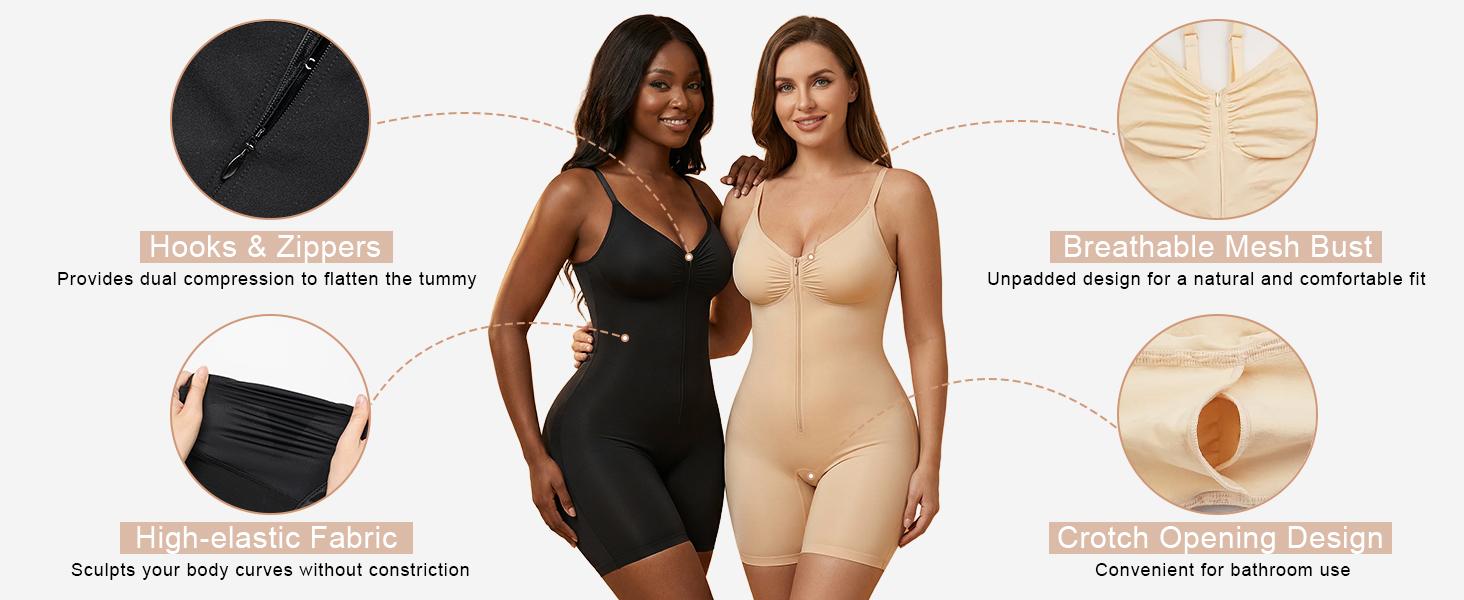 SHAPERX Shapewear for Women Tummy Control Bodysuits Zip-Up Comfort Ultra Stretch Fabric Customizable Fit Breathable Mesh Design Comfortable Fit SHAPERX Shapewear for Women Tummy Control Bodysuits Zip-Up Comfort Ultra Stretch Fabric Customizable Fit Breathable Mesh Design Comfortable Fit
