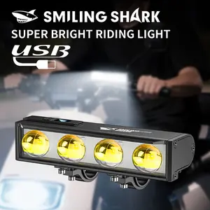 【QX-D330】SmilingShark Powerful Bicycle Light 4*TG3 with White/ Yellow Light Lampu Basikal  Bright Riding Light 4Modes Type-C Rechargeable for Outdoor Night Cycling Riding	