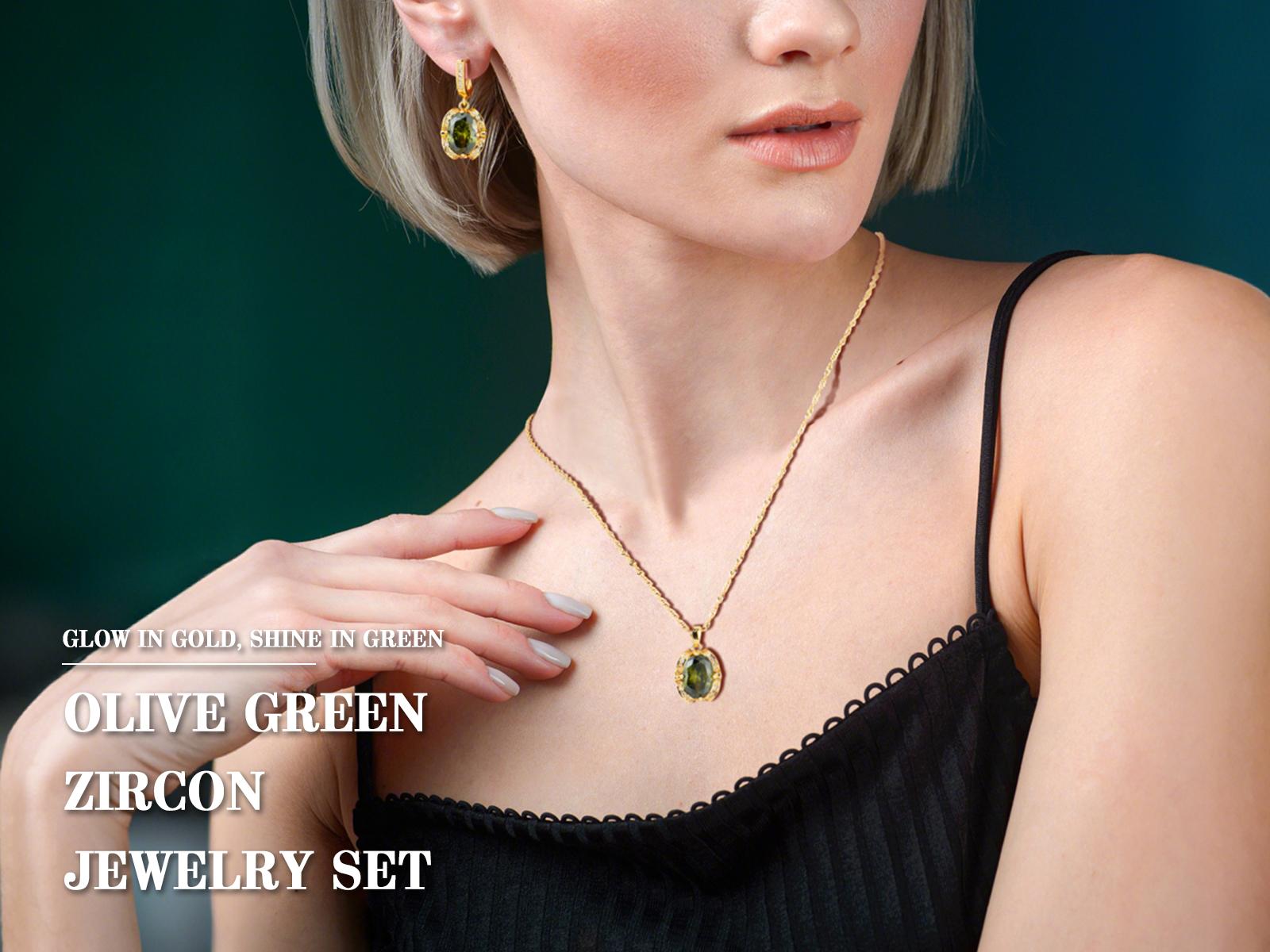 Holylegend Olive Green Zirconia Marlu Jewelry , 18K Gold Plated Necklace , Sterling Silver Chain Jewelry Gifts ，Necklaces for Women-Official Elegant Premium