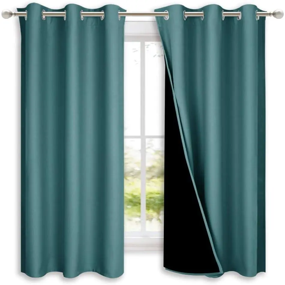 NICETOWN 2-Panel 2-Layer Lined Heavy Curtain Blackout Covers, Thermal Insulated Energy Efficient Window Drapes for Bedroom