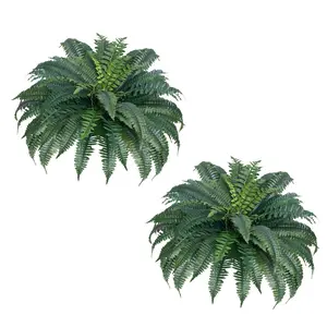 VEVOR Artificial Ferns 2 Pcs,  Natural Spread Diameter 43-47 Inch, Large Hanging Artificial Boston Ferns, Fake Plant Wall Decor with 50 Branches, Faux Fern for Home and Office (Flowerpot Unincluded)