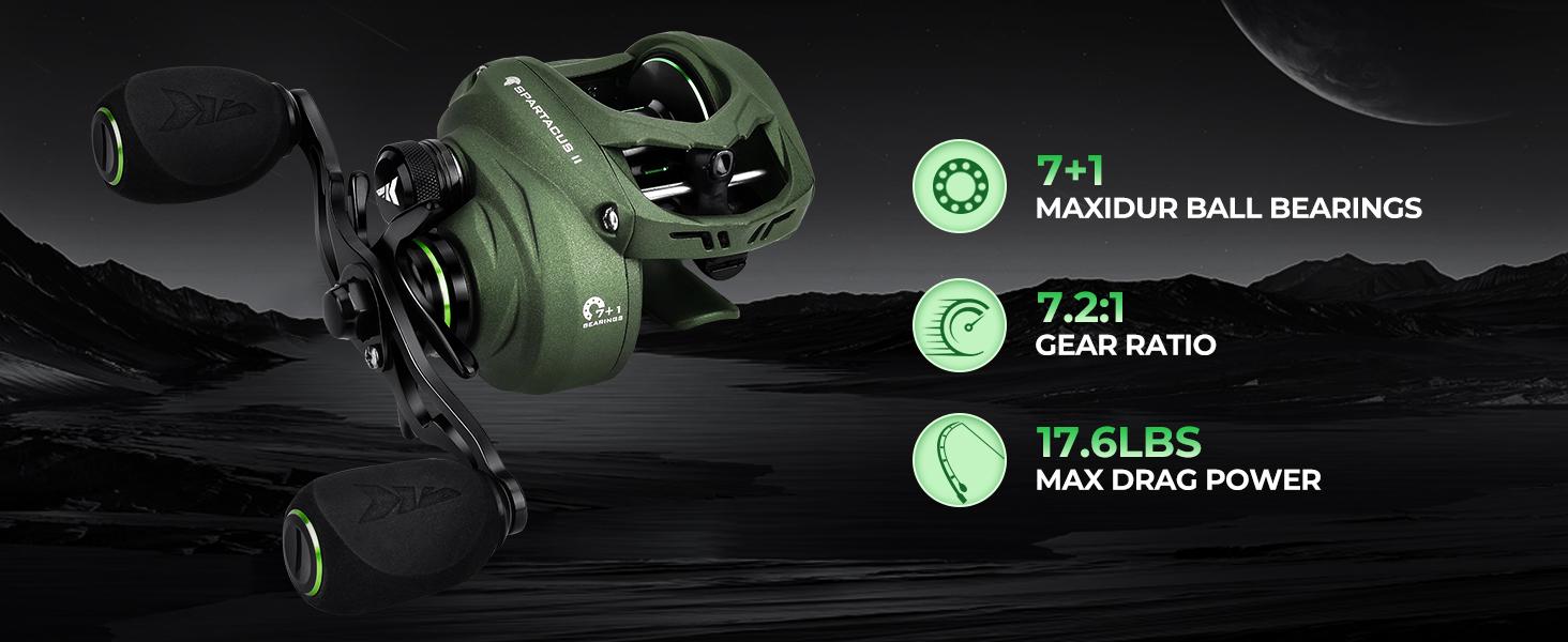 KastKing Spartacus II Twin-Tip Fishing Rod and Reel Combo, Casting Combo, Fishing Poles and Reels Combo, KastFlex IM6 Graphite Blanks, 2-Piece Rods with Extra Tips