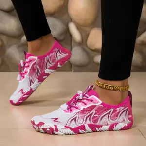 2026 Summer Rapid Hiking：Dynamic Pink Flame Pattern Waterproof Quick-Dry Upper,Women‘s Outdoor Tech Water Hiking Sandals,360°Protective Toe & Vibram Wet Traction Outsole