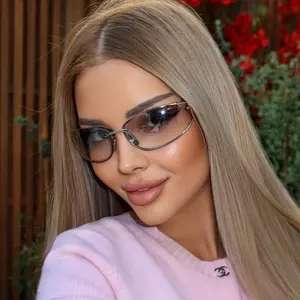 Oval Y2K Sunglasses Sexy Girl Style Women Men Slim Wrap Around European & American Summer Shades with Wrap Shape Temple Decor
