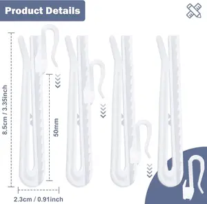 50/100/150 Pcs Plastic Curtain Hooks,Adjustable Pinch Pleat Hooks,Curtain Hooks for Drapes,Drapery Hooks for Pleated Drapes Curtain Pins for Window Curtain Shower Curtain Door Curtain 90cm