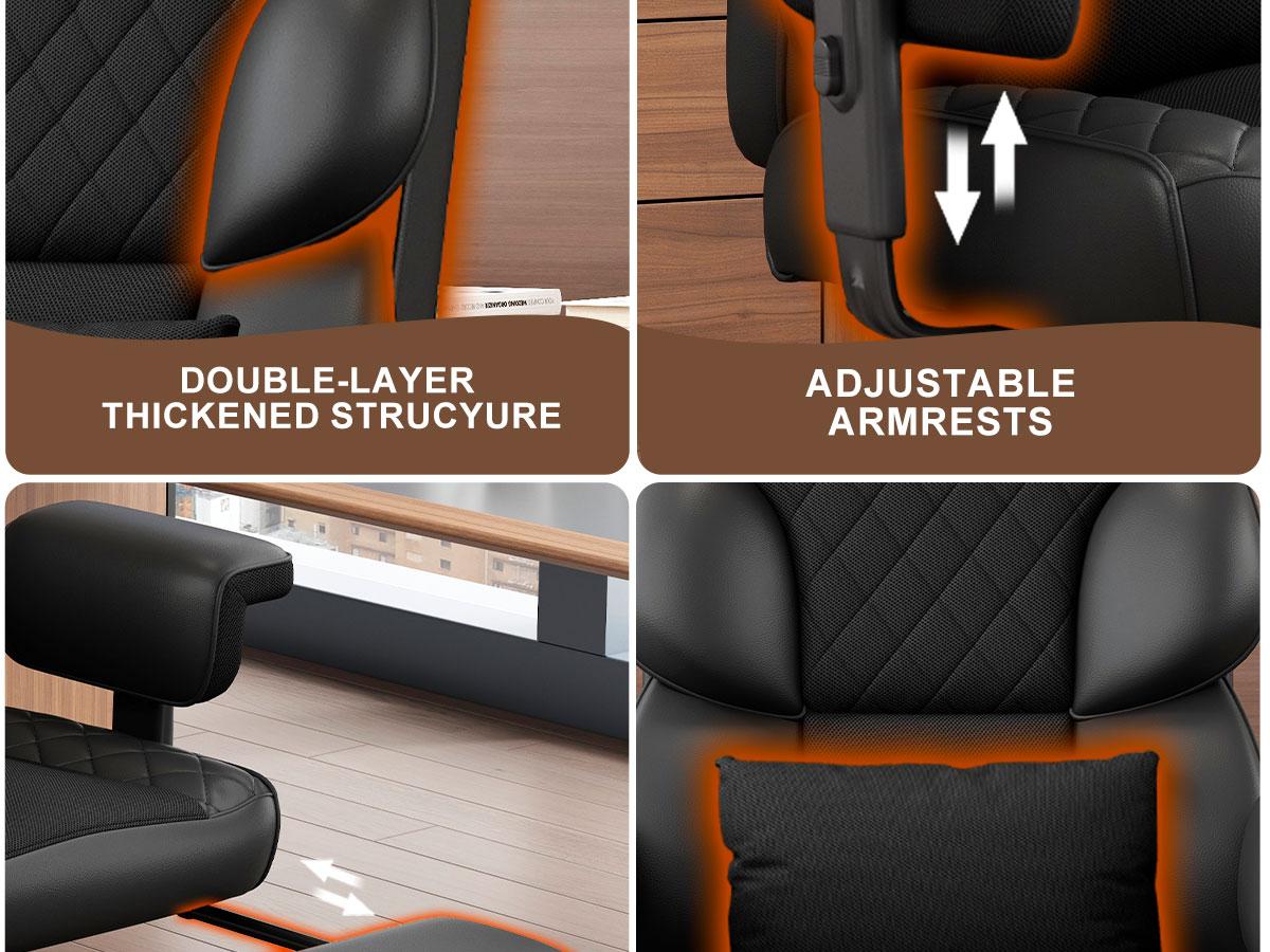 Vonesse Big and Tall Office Chair, Computer Chair with Soft Adjustable Armrests, Ergonomic Gaming Chair with Breathable Linen Design, Executive Chairs with Footrest  V3048A