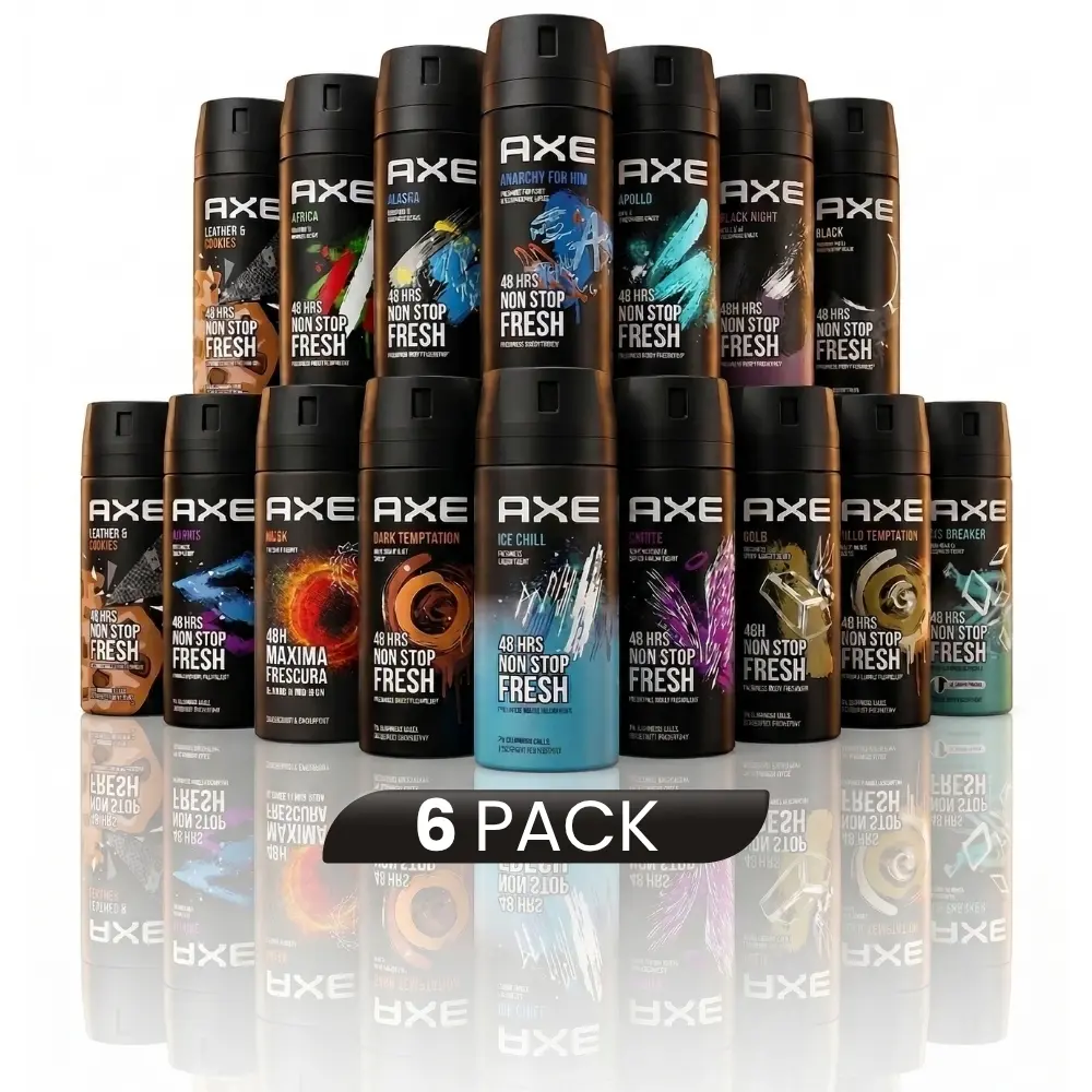 AXE Deodorant Spray 6-Pack (150ml/5oz) - Men's Aerosol Deodorants, Long Lasting 48H Odor Control Variety Mix, Aerosol Spray Deodorants