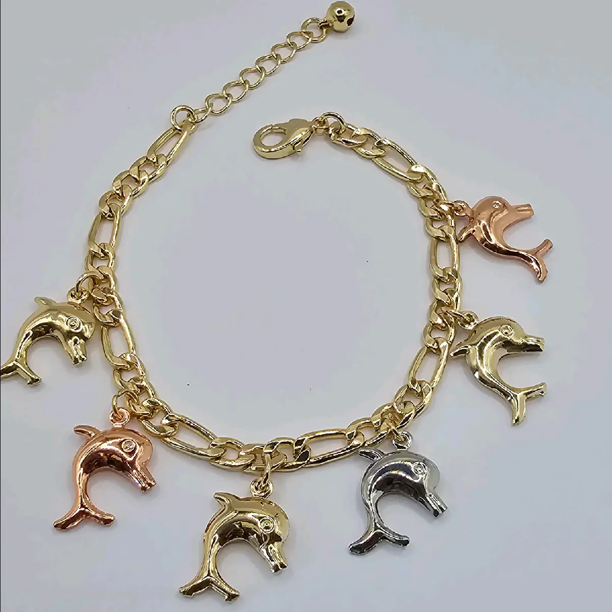fashion bracelet with DOLPHINS three colors style gold-plated adjustable