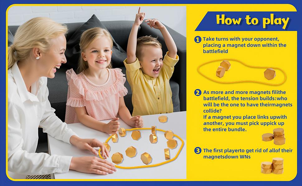 Magnetic Board Game-Fun for Two!Includes 20 magnetic pieces, a string, and a storage bag.Perfect for family game nights, travel, and as a party gift.