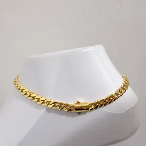 Tobillera de Eslabón Cubano Dorada con Cierre Decorativo – 6 mm