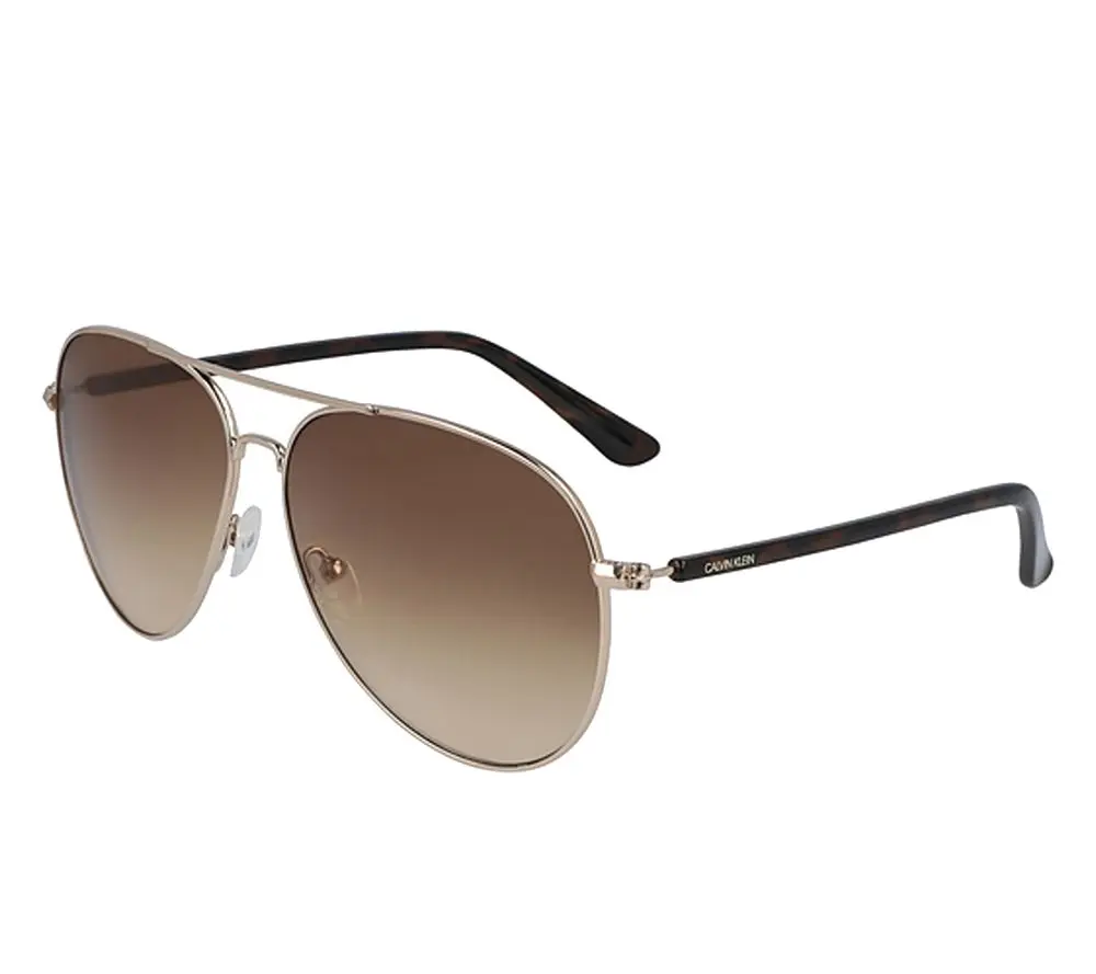 Calvin Klein Women's Gold-Tone Slim Classic Aviator Sunglasses