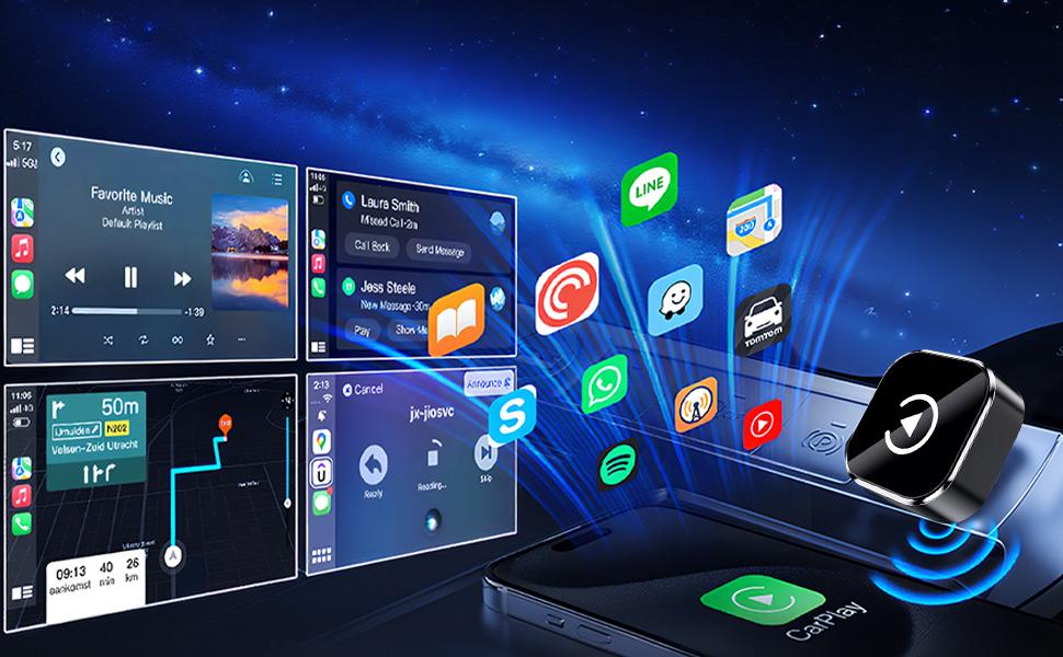 【Yurnlv】 New 2026 CarPlay wireless CarPlay adapter for iPhone/Android,  fast connection, no delay, hands-free calls, wireless adapter, electronic charger, CarPlay adapter