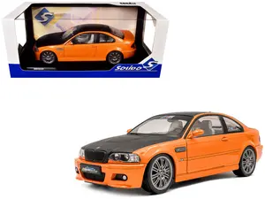 2000 BMW E46 M3 Solido Works Orange Metallic with Matt Black Hood and Carbon Top 1/18 Scale Solido