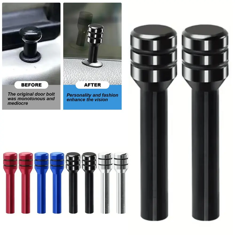 2PCs Car Door Lock Knobs,Universal Door Lift Bolt Auto Inner Door Pull Pins,Aluminum Alloy Door Lock Pin Cover