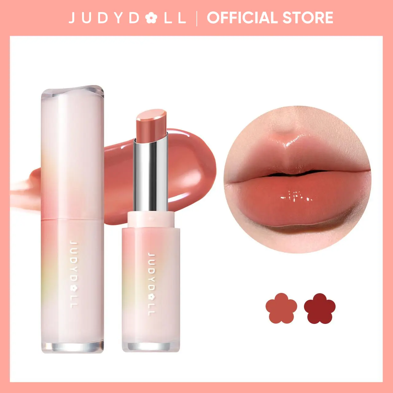 JUDYDOLL Watery Glow Lipstick - Moisturizer Lip Lacquer, Liquid Lip, Glossy, Lightweight, Blur Effect, Non-Stick Cup, Waterproof, Smooth, Plumping, Diverse Shades, Summer Makeup Cosmetic for Refreshed Look, Hydrating