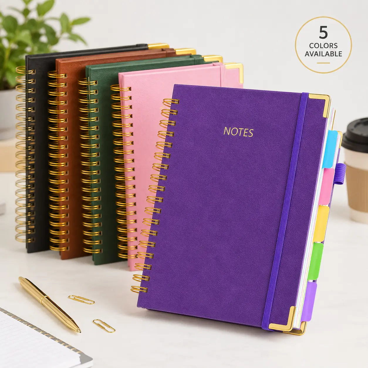 A5 Hardcover Spiral Notebook - 300 Pages, 5 Color Options, Study & Office Journal, Daily Planner, Gift for Students & Professionals