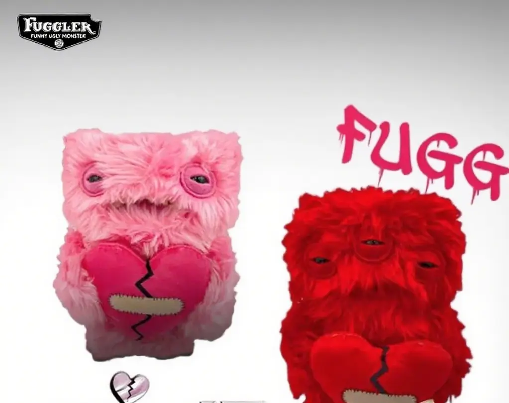 Fuggler Valentine Love Monster Gen1 with Heart Fluffy Fuzzy Collectible Plushie