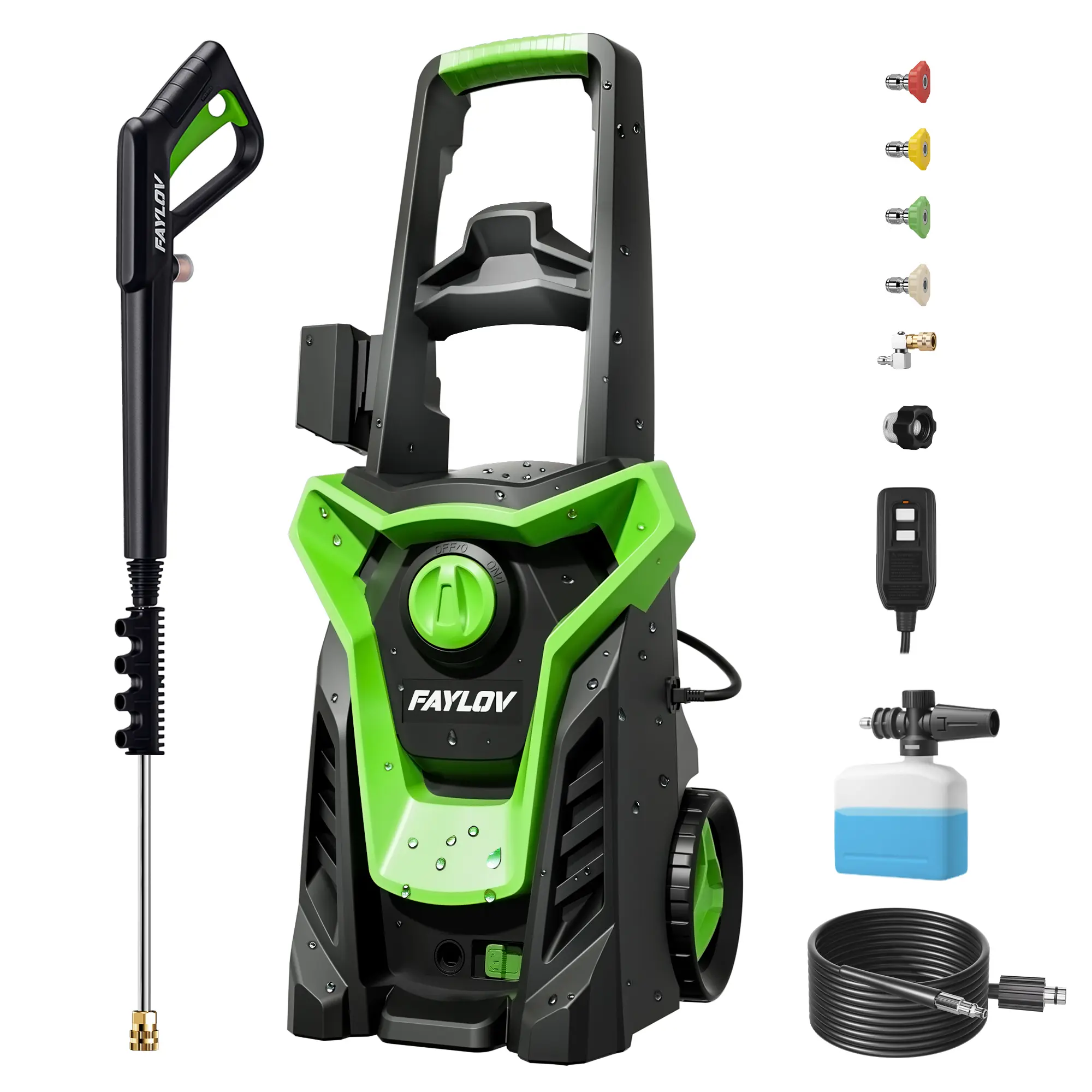 Heavy Duty Electric Power Washer, Portable Pressure Washer for Car & Home Cleaning, GFCI Safety Plug, No-Bend 360° Nozzle, 5 Spray Modes, 23FT Hose Reel, Soap Bottle Car Washing Pump, Handheld Pressure Washer