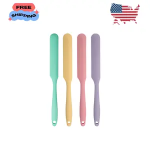 4 Pcs Silicone Jar Spatula Set - Long Handle Sourdough Scraper, Skinny Spatula for Jars