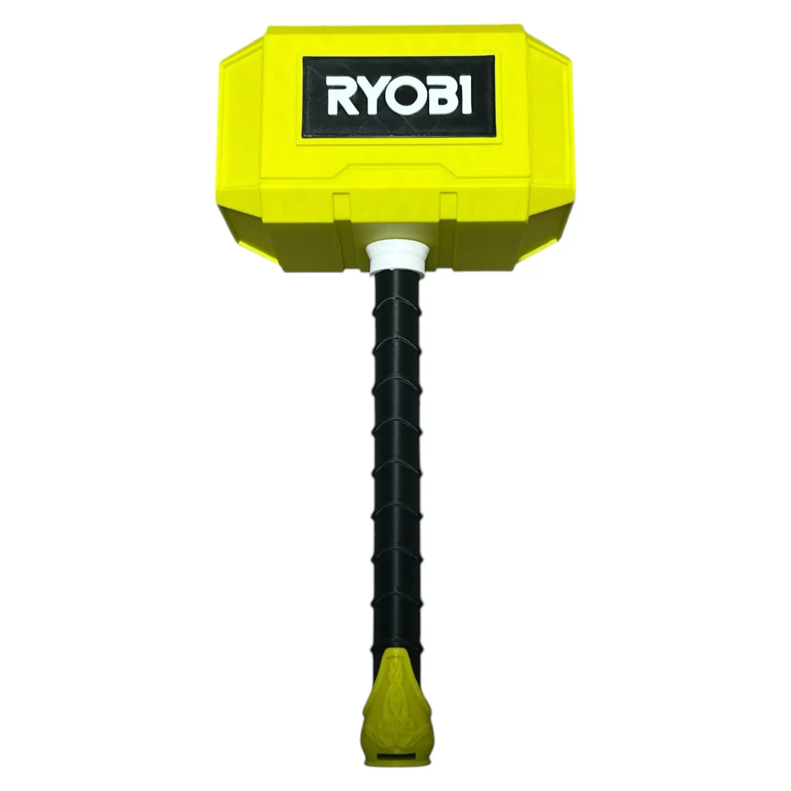 RYOBI Style 14 in PLA Plastic Thor's Mjolnir Hammer Prop Replica, 3D-Printed Modern Tool-Theme Iconic Design with Hidden Detail, Lightweight Man Cave Home Decor Figurine, Mount, Valentines Day, Childrens Day