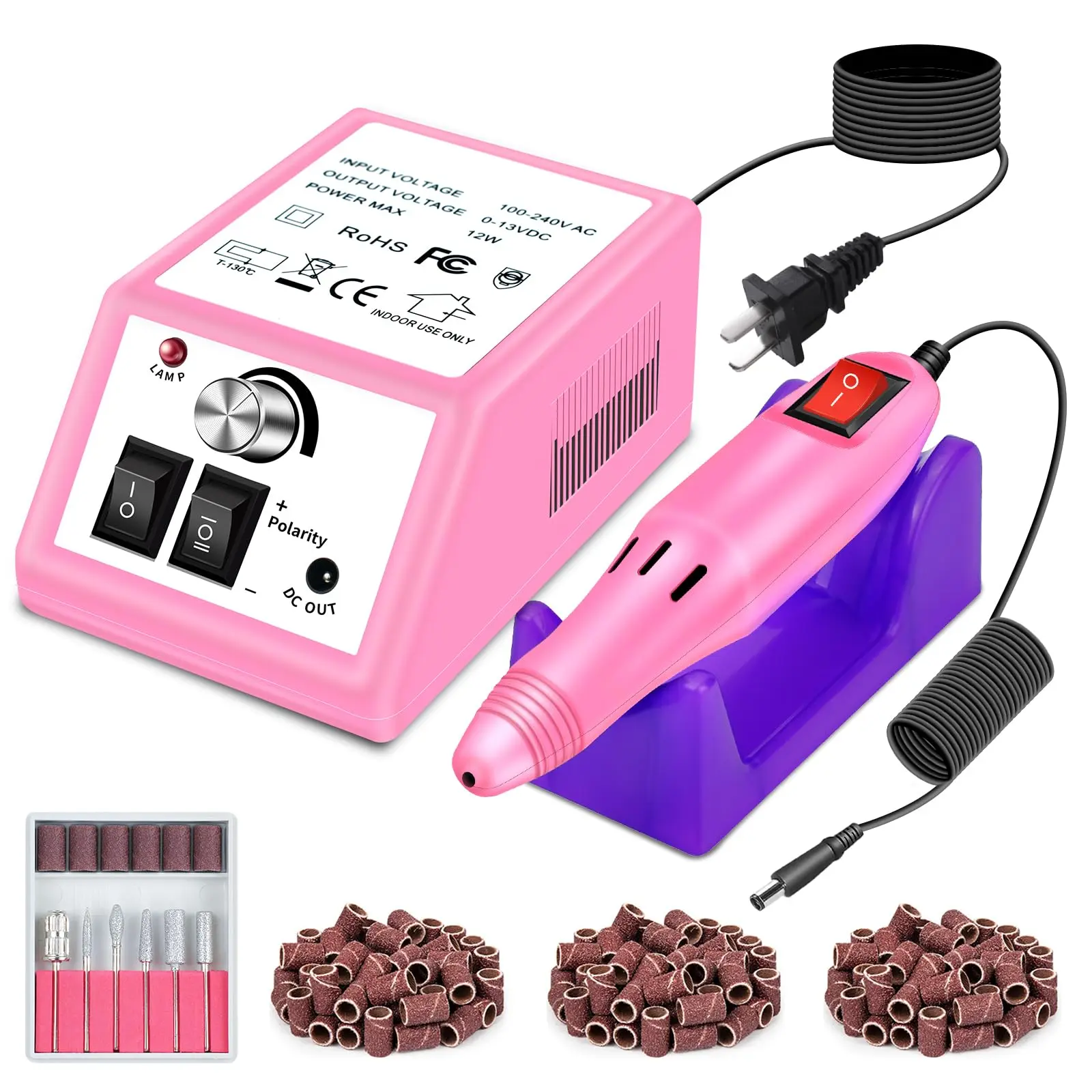 Professional Electric Nail Drill Machine with 156pcs Sanding Bands, Low Noise, Vibration, Gel Art Remover & Polish for Acrylic Nail Drills - Cutics