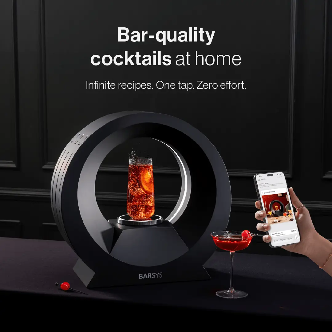 Home Bar Cocktail Drink Mixer, Margarita Cocktail Maker Machine, Cocktail and Mocktail Drink Maker, Easy to Use, App-Enabled Personalized Drinks - Barsys 360 Cocktail Mixer (Black)