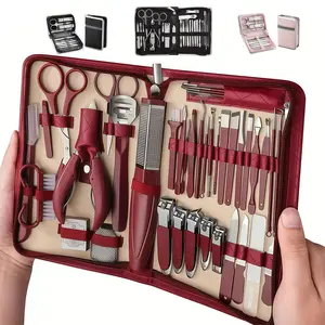 Deluxe 42/26/9PCS Multi-Functional Stainless Steel Manicure Personal Care Set - Professional Household Nail & Pedicure Kit for Women/Men w/Leather Zipper Case | Holiday Gift! Travel Grooming Tools Bag + Cuticle Nippers, Scissors, Ear Spoon, Nail Clippers