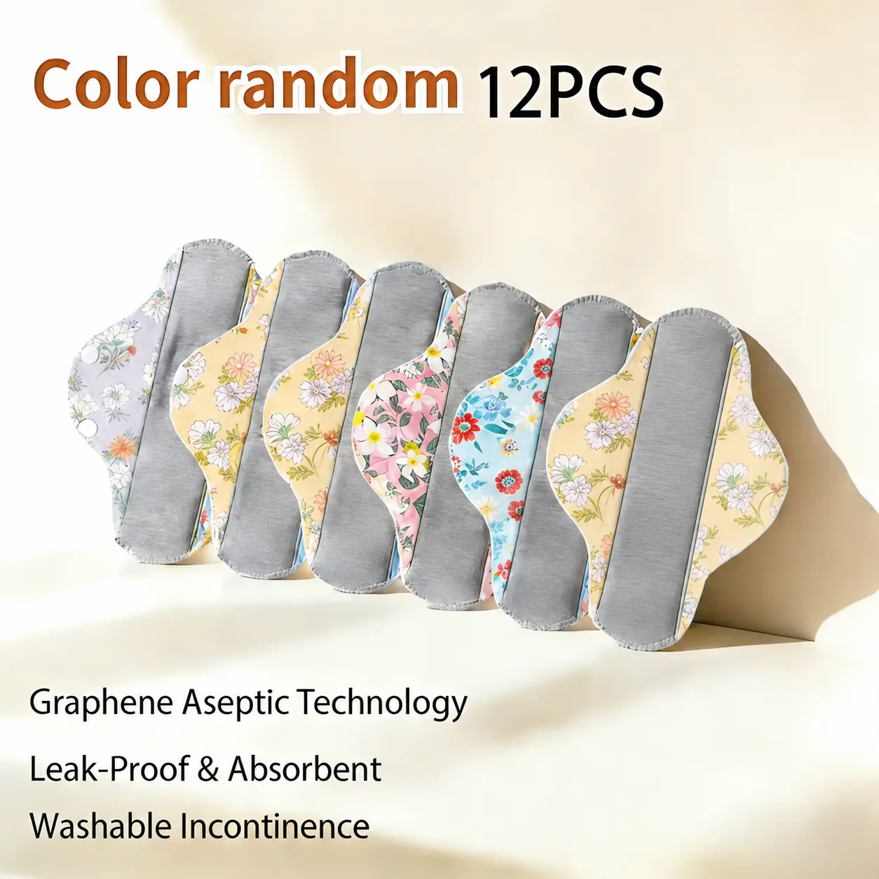 12PCS Reusable Leak-Proof Organic Incontinence Pads - Graphene Tech, Washable, Odor Control, Heavy Absorbency, Daily Use for Seniors - Sustainable Disposable Pad Alternative (Not for Menstrual Use)