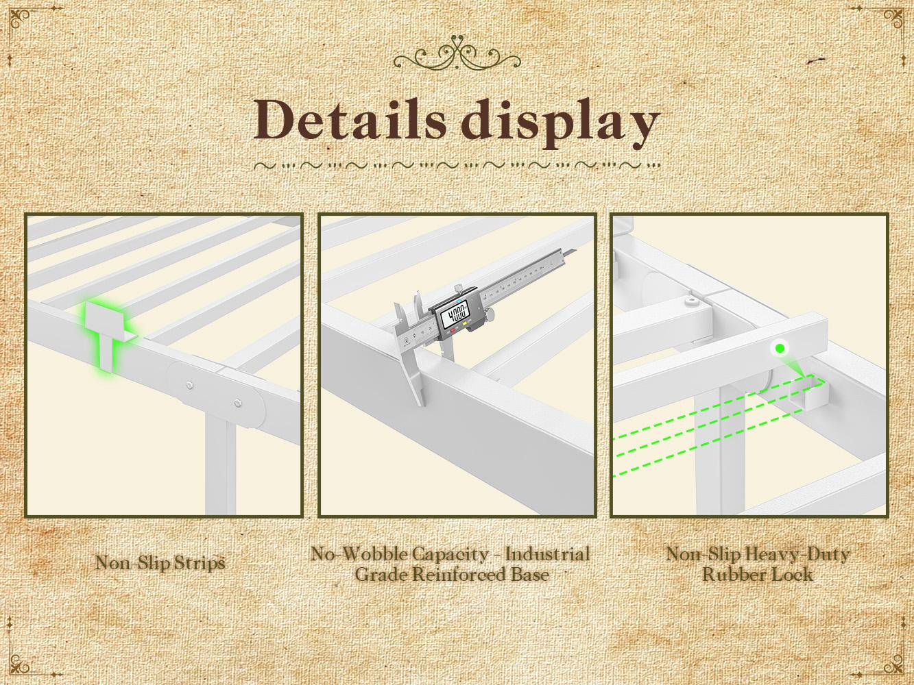 【880 lbs Capacity】Queen Size Metal Bed Frame with LED Lights,Sturdy Bed Frame with Headboard, NO MATTRESS Include,Under Bed Storage Space & Strong Metal Slats, Strong Metal Slats Support,Noise-Free, Easy Assembly,Black