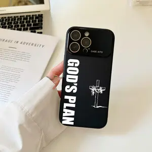 Pink Heart Cross Large Window Liquid Silicone Phone Case For iPhone 16 Pro Max 17 15 14 13 12 11 PRO PLUS MAX Corner Protector Case#FYTSZJ